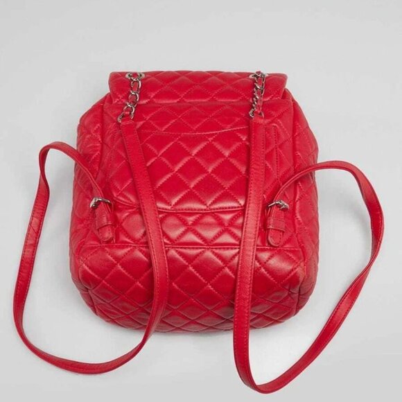 Chanel Red Quilted Lambskin Leather Small Urban Spirit Backpack Bag - Picture 10 of 11
